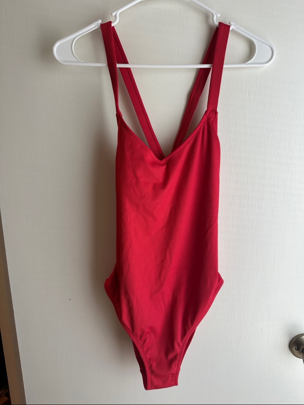 Madewell Red Second Wave Ribbed Crisscross One-Piece Swimsuit Small fits like XS